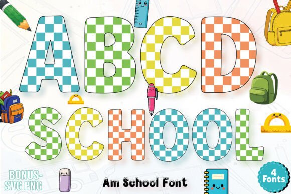 Am School Checkered Alphabets: Elevating Educational Design with the Am School Font Bundle