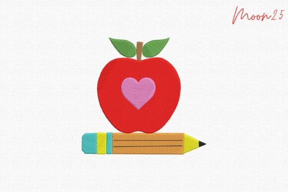Apple Pencil Teacher School Classroom Ic Embroidery Design Review
