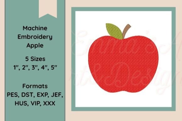 Machine Embroidery Apple: Elevating School-Themed Projects with Vibrant Design