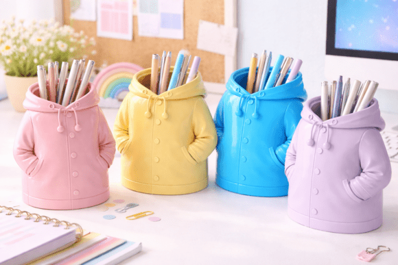 Raincoat Pen Holder STL 3D Model