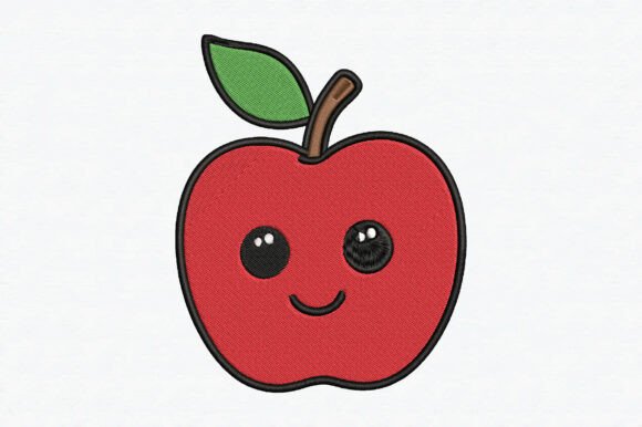 Red Apple Embroidery Design