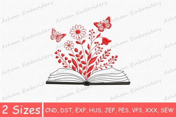 Stitching the Magic of Stories: Why the Reading Book Flower Butterfly Design is a Must-Have for Embroiderers