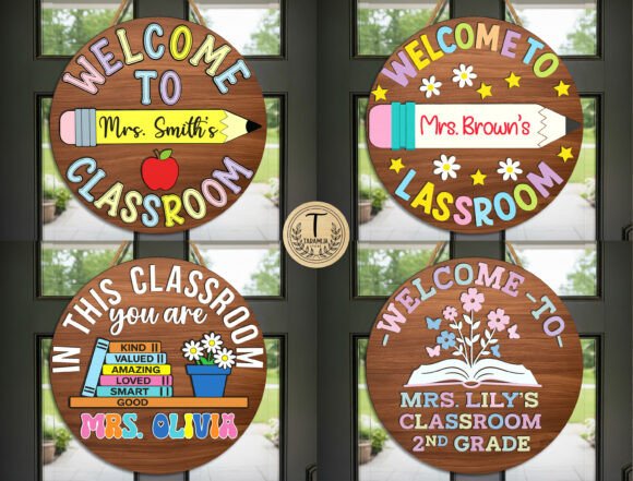 Teacher Classroom Door Sign SVG Bundle