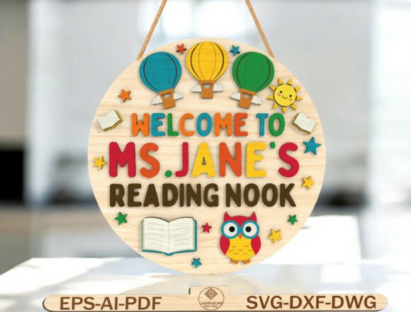 Teacher Name Round Sign Laser Cut File